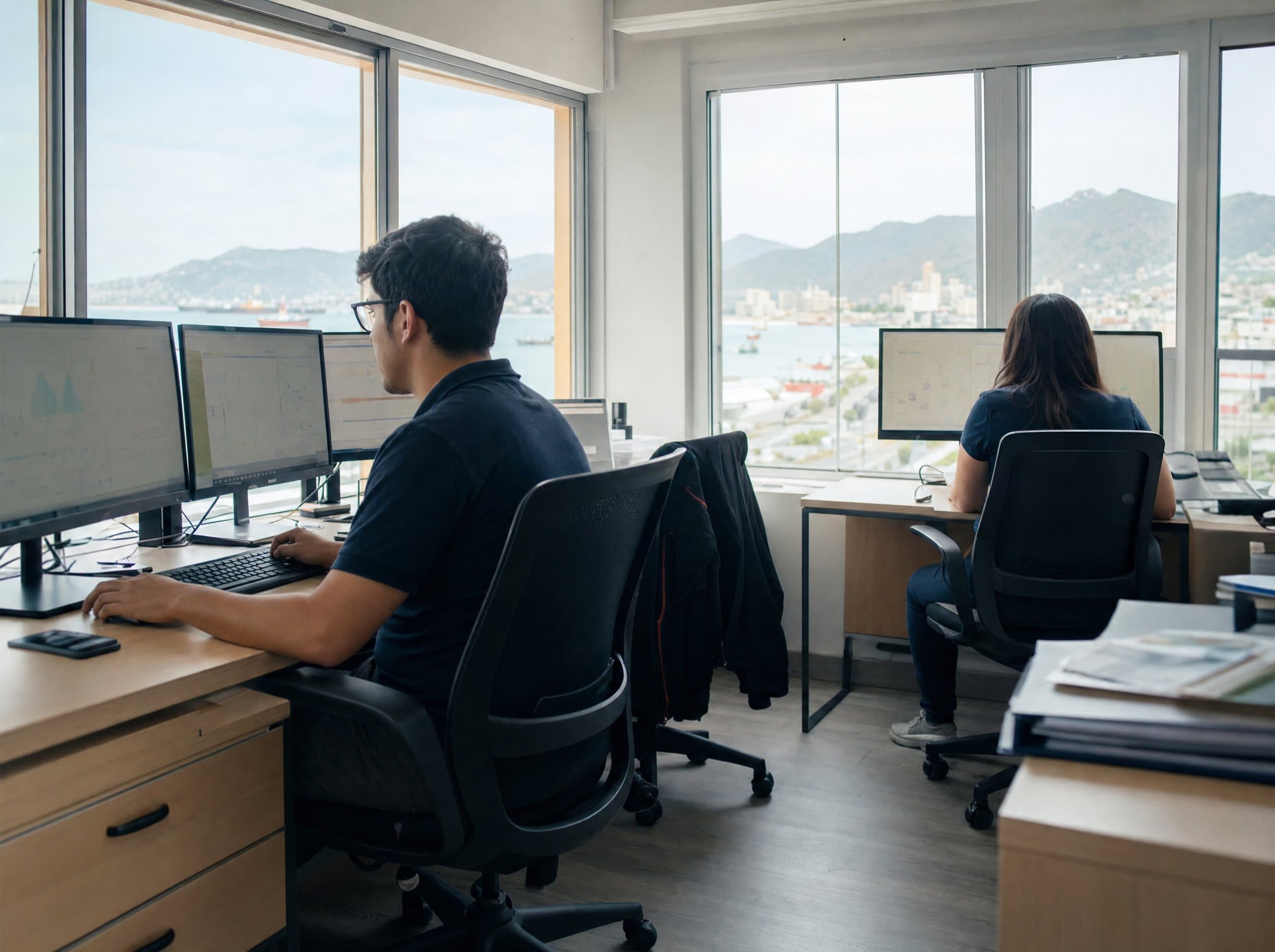 Central de monitoreo con operadores